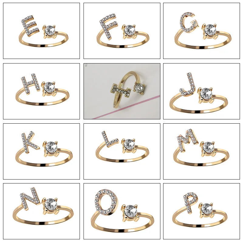 English Letter Open Finger Rings