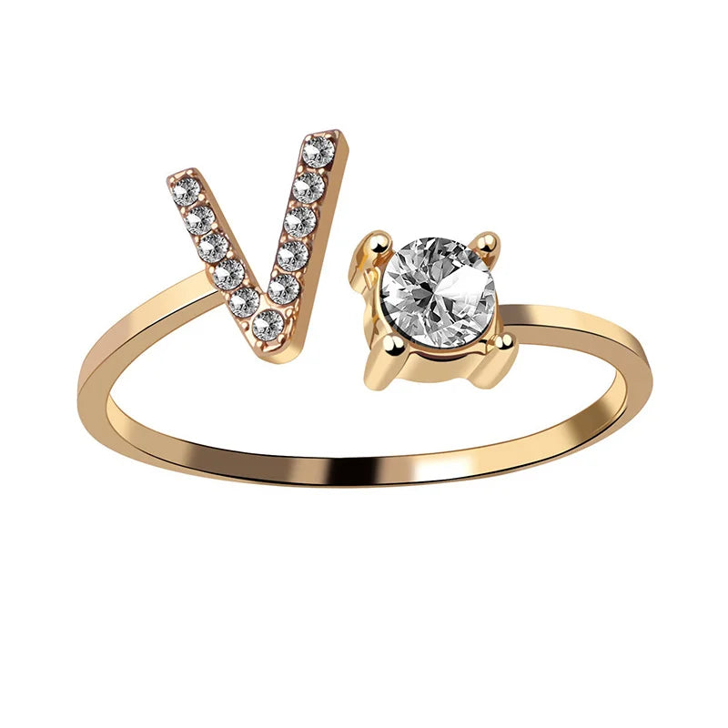 English Letter Open Finger Rings